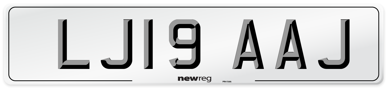 LJ19 AAJ Number Plate from New Reg